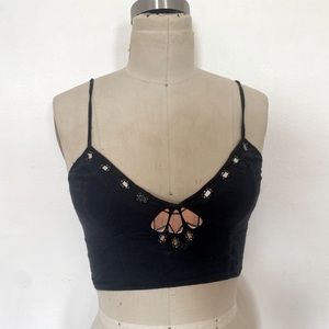 Free people fp one bralette crop top with mirror embellishment and smocking S